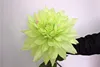 Man made Dahlia Flower Silk Yellow Pompon Flower with cool green leaf