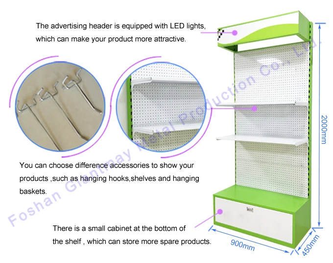 Giantmay Cheap Iron Hanging Shelf Merchandising Bulb Rack Floor Display Stand With LED Light