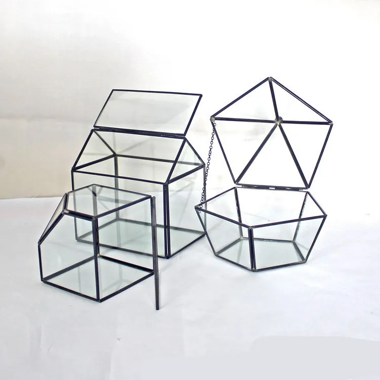 Various Designs Factory Wholesale Plants Geometric Terrarium Black Gold ...