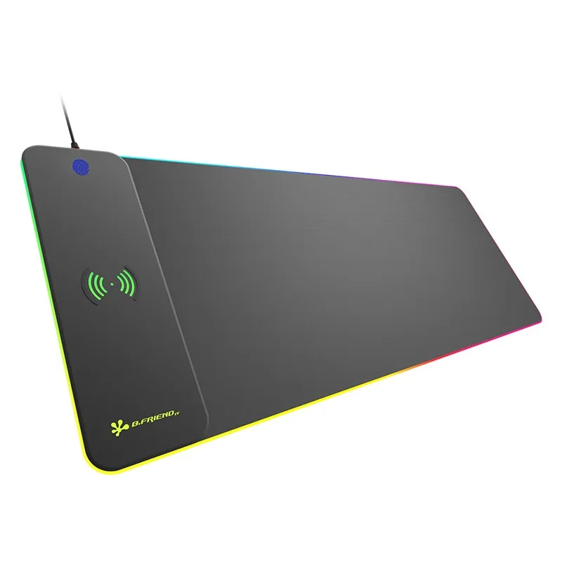 Extended gaming RGB LED wireless charging mouse pad with custom logo