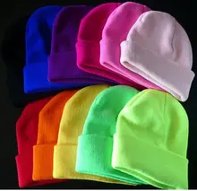 28 Colors Drop Shipping New 2015 Fashion Knitted Neon Women Beanie Girls Autumn Casual Cap Women’s Warm Winter Hats Unisex