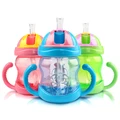 240ml Cute Baby Cups Kid Water Bottle Handle Children Learn Drinking Straw Bottle Slippy Training Cup
