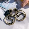 Number 5 charm cc earrings