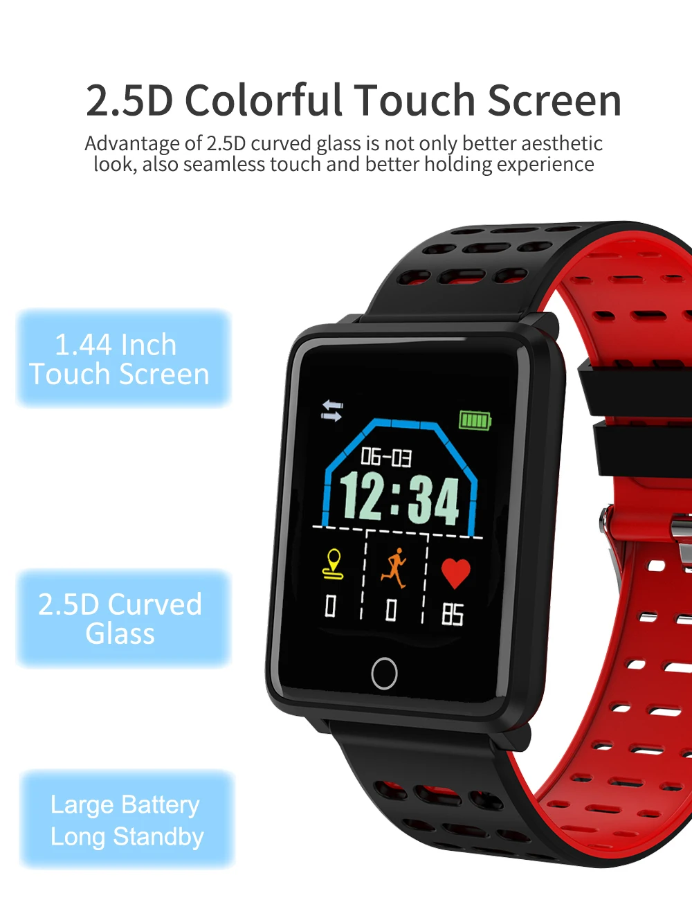 Brand New F3 Smart Bracelet 1.44 Color Screen Heart Rate Blood Pressure Blood Oxygen Wrist Smart Watch for Android IOS phone