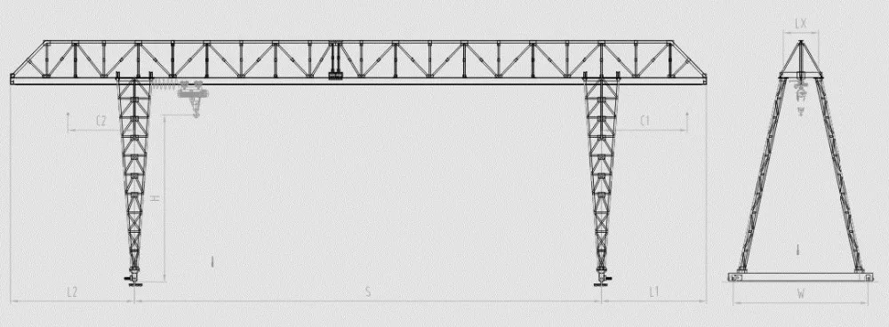 High Quality Trestle 25 Ton Trussed Single Beam Portal Gantry Crane ...