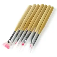 7Pcs Wooden Handle Nail Art Acrylic Design Brush Pen Polish Set Kit NB002