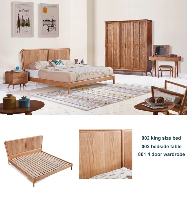 Bedroom furniture set wooden bedside table bedroom furniture bed for hotel