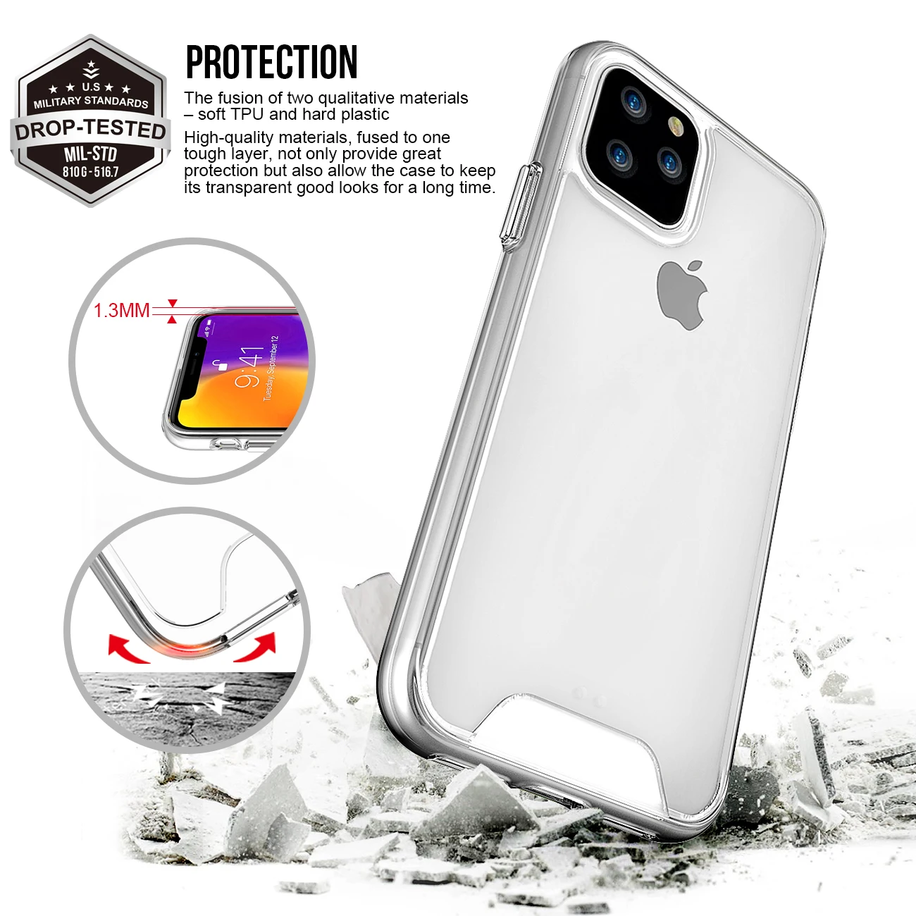 2019 New High Clear Transparent Ultra Slim Tpu Pc Mobile Phone Case For ...