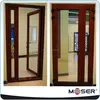 Oak solid wood door with aluminum cladding and tempered glass