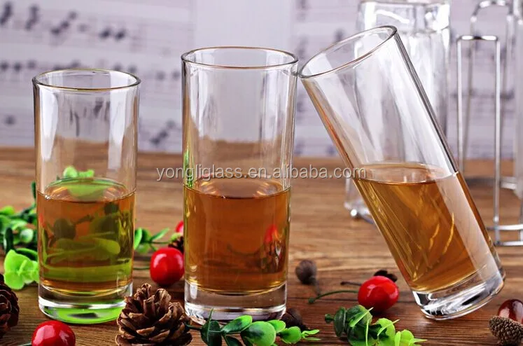 High quality clear long straight collins glass with round heavy base,christmas drinking glass