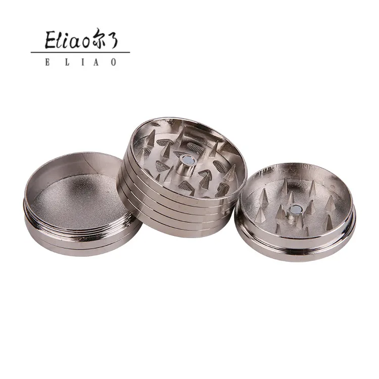 Yiwu Erliao 3 Parts 41mm Coin Shape Metal Tobacco Grinder Snuff Smoke