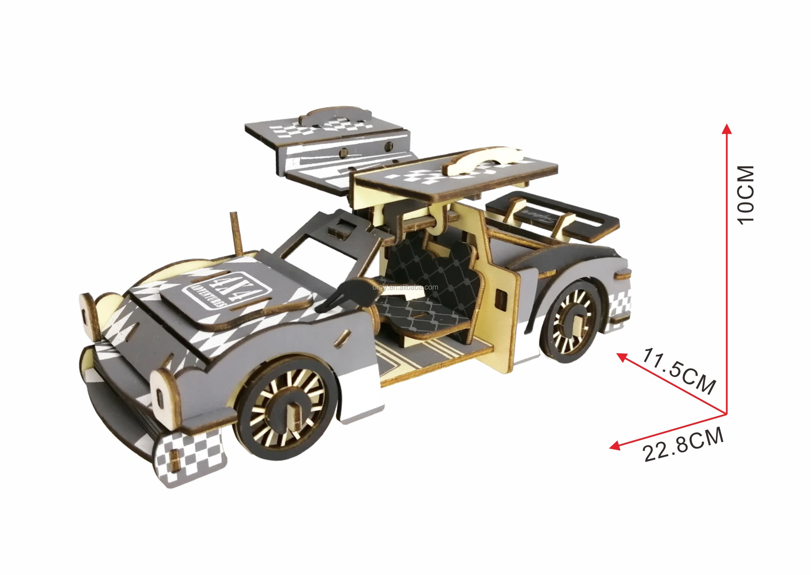 Puzzle Cars Diy Woodcraft Construction Kit Wooden Puzzle Toy Laser Cut