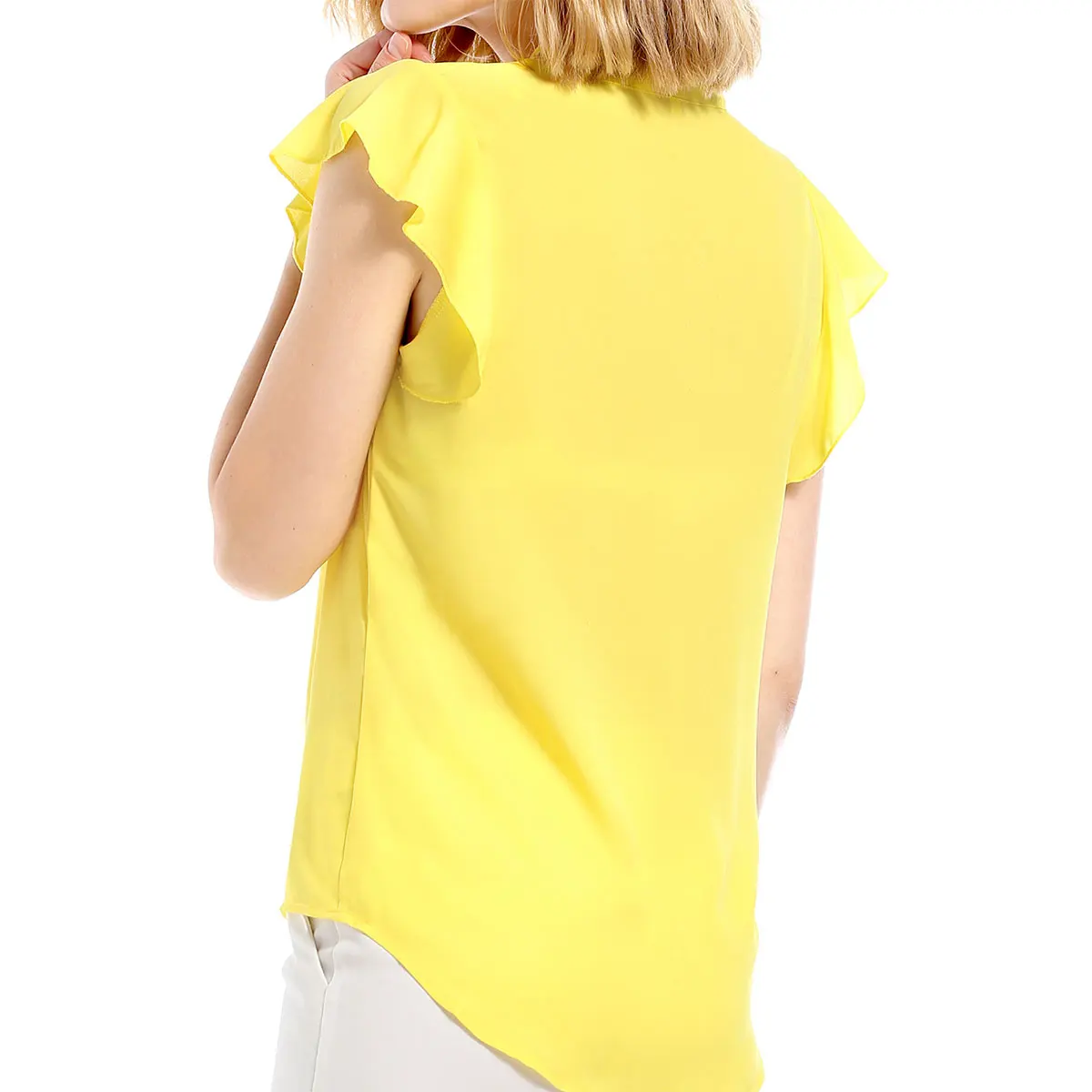 ka195 fashion yellow ladies blouse 2018 summer new design