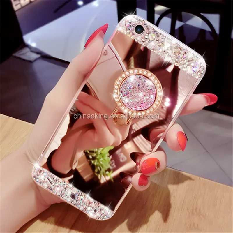 Source Luxury Bling Crystal Diamond Girly Glitter Mirror Phone