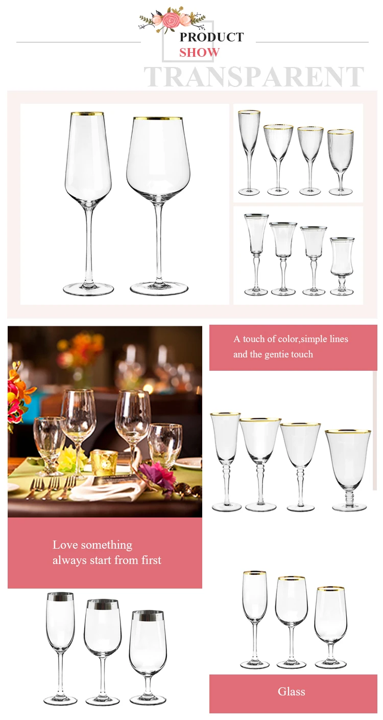 Gold Rim Hammered Glassware Red Wine Cocktail Hand Blown Italian Style