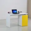 Modern white high gloss MDF home office working study furniture laptop pc desk wood computer table models with yellow 3 drawers