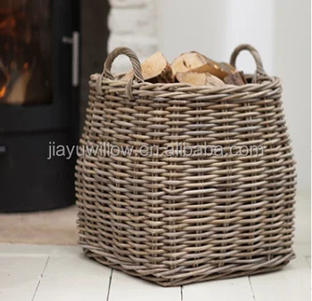 Handmade Fire Log Holder Wicker Log Holder Wicker Holder Log