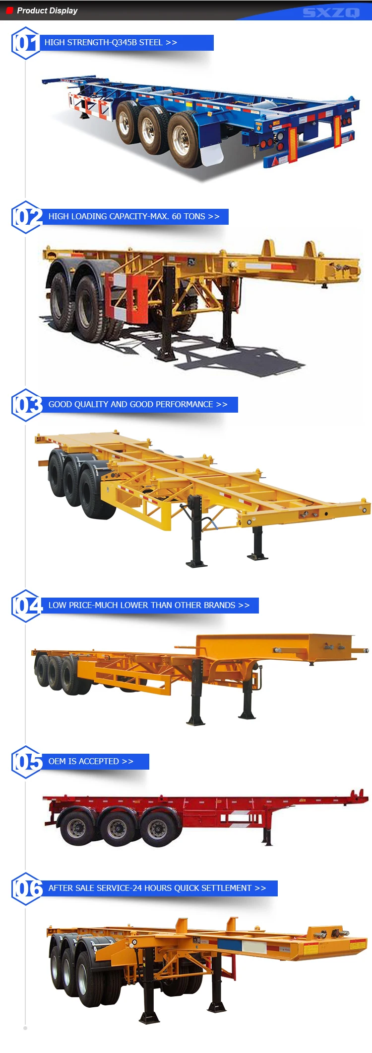 High Quality 20FT Double Axles Container Skeleton Semi Trailer