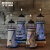 Home Office Decorative Metal Ocean Lighthouse Shape Color Changing LED Lantern Night Light Lamp Random Style