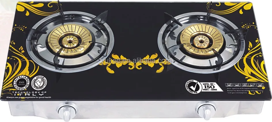 three burner glass top gas stove