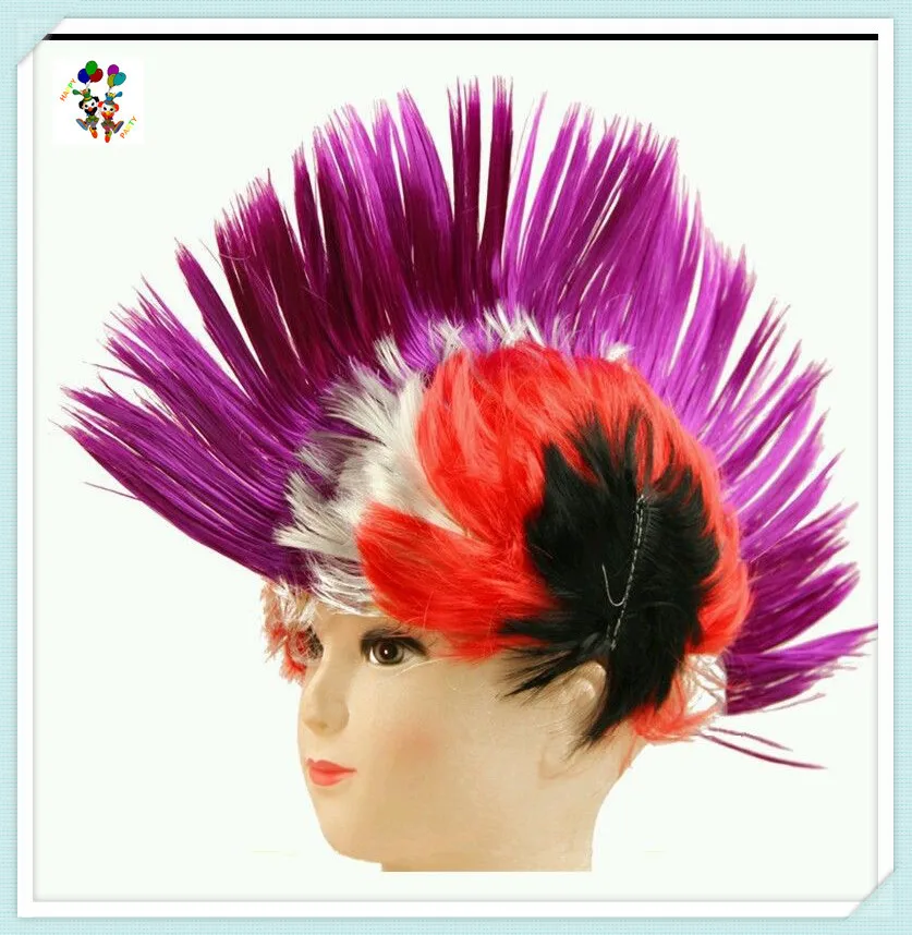 Cheap Synthetic Mullet Custom Multi Colors Team Sports Fan Peruke Wigs ...