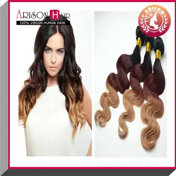 Hot Sale Remy Fasion Brazilian Three Tone Sew In Human Hair Weave