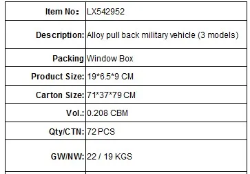 2019 New 1:46 Scale Popular Pull Back Alloy Military Truck Toys Battery operated Die Cast Model Truck