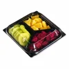 Food grade plastic disposable packaging biodegradable 3 tier with lid serving PET fruit tray