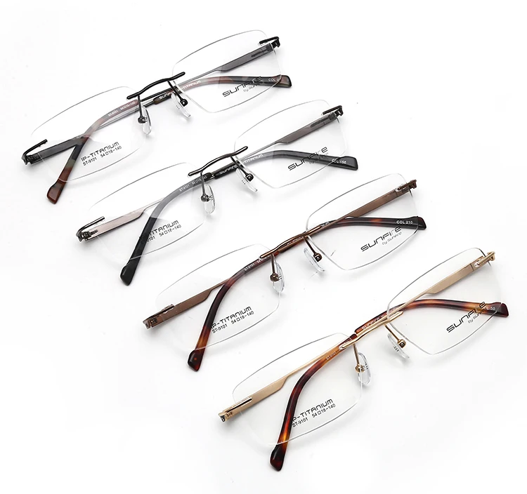 Pure Titanium Eyeglasses Frame,Rimless Square Frame Optical Spectacles
