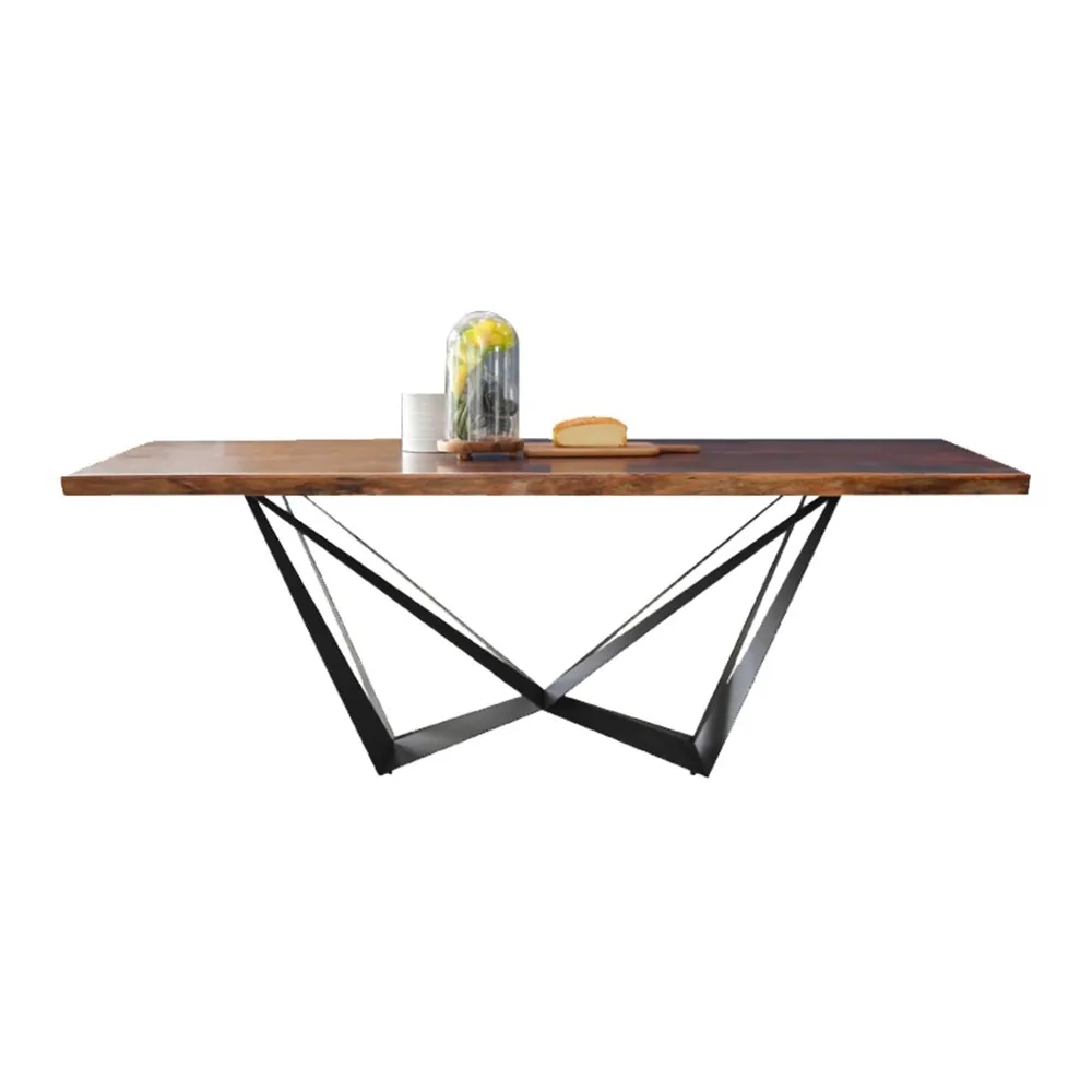 Modern Rectangle Metal Base Walnut Wooden Dining Table Buy Wooden Dining Table