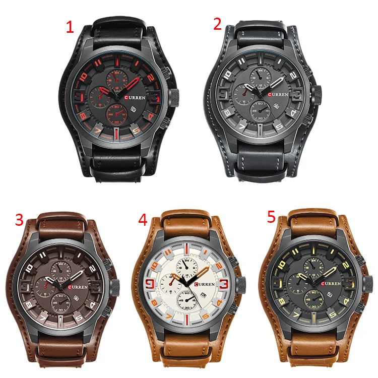 CURREN 8225 Watch Men Quartz Watch Mens Top Brand Leather Sports Wristwatch Date Clock Relogio masculino