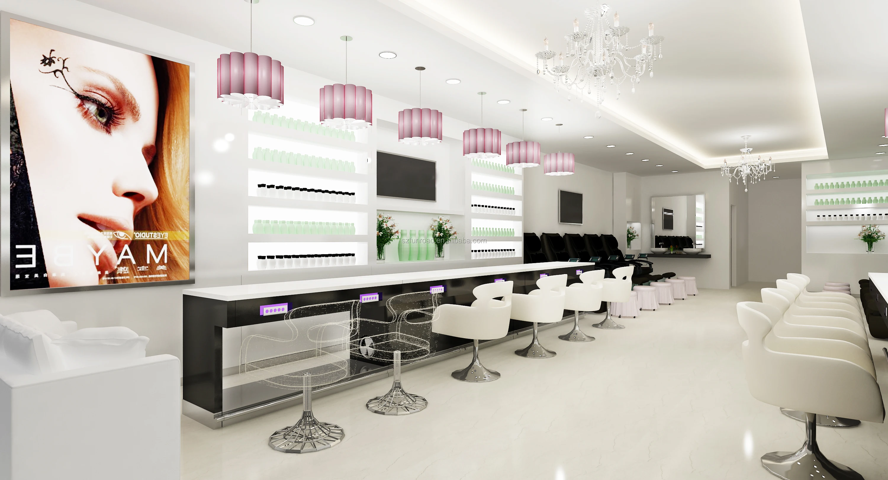 China manufacture high quality customized new design nail salon counter furniture display showcase with cheap price