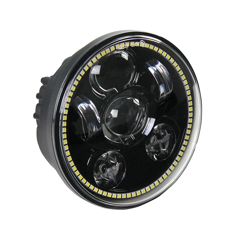 5-3/4" 5.75" inch LED Headlight with Halo DRL Compatible with Motorcycle Projector Headlamp