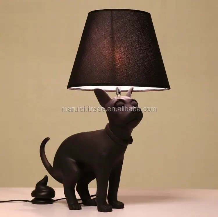 Fahion Black Dog Shaped Resin Table Lamp For Indoor Home Decoration