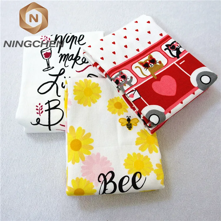 100 Cotton Custom Design Romantic Marry Printing Velour Tea Towel