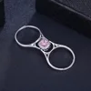 925 Sterling Silver Square Diamond Flip Rings Unique Reversible Flip Double Stone Engagement Rings for Girls