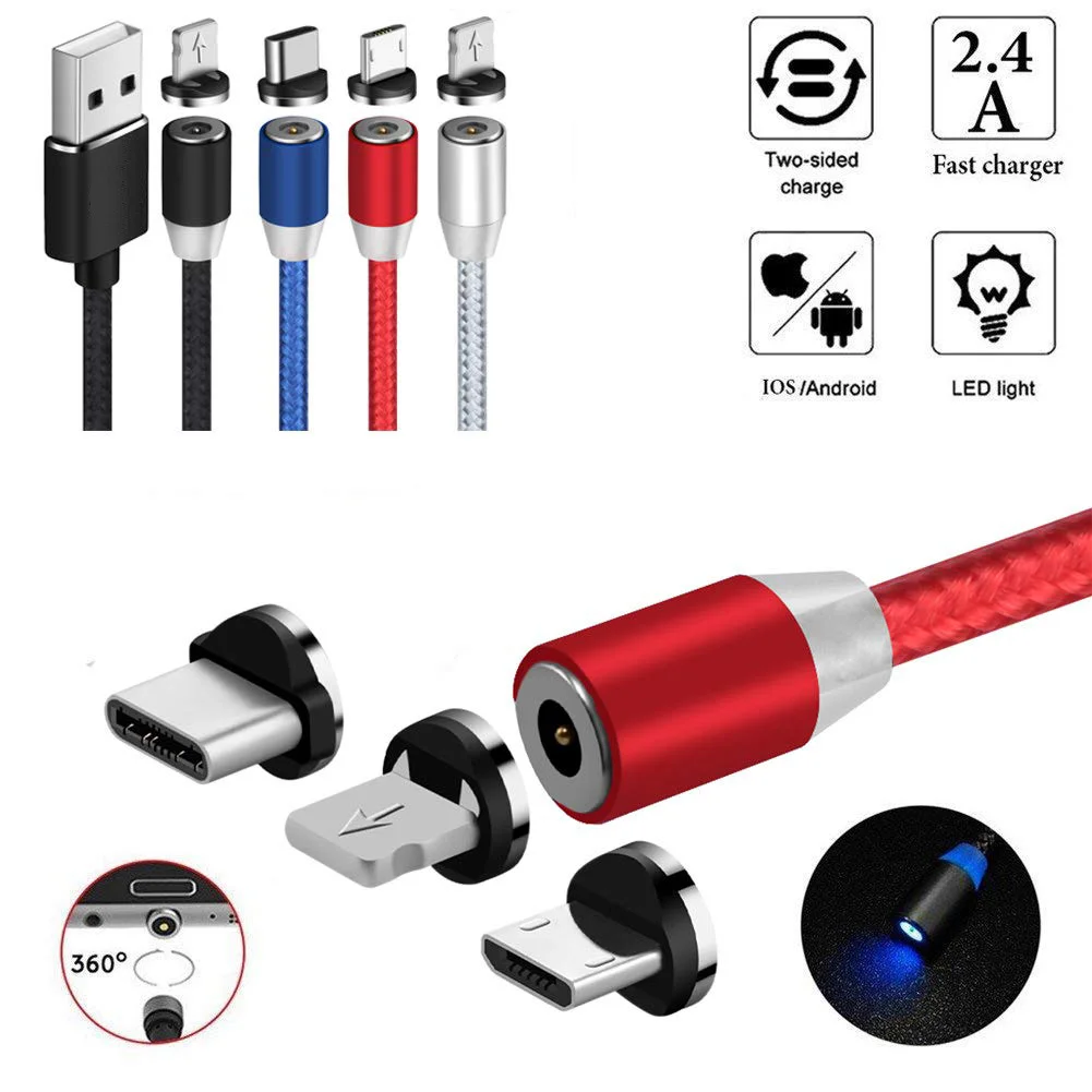 3 In 1 Hizli Miknatis Sarj Kablosu Led Aydinlatma 8 Pin Mikro Usb Tip C Icin Iphone X 7 8 6 Xiaomi 4 Manyetik Sarj Kablolari Buy Cep Telefonu Manyetik Kablo Iphone