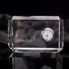 Unique 2d Laser Photo Crystal Square Shape Wedding Favor Desk Crystal Clock Gift