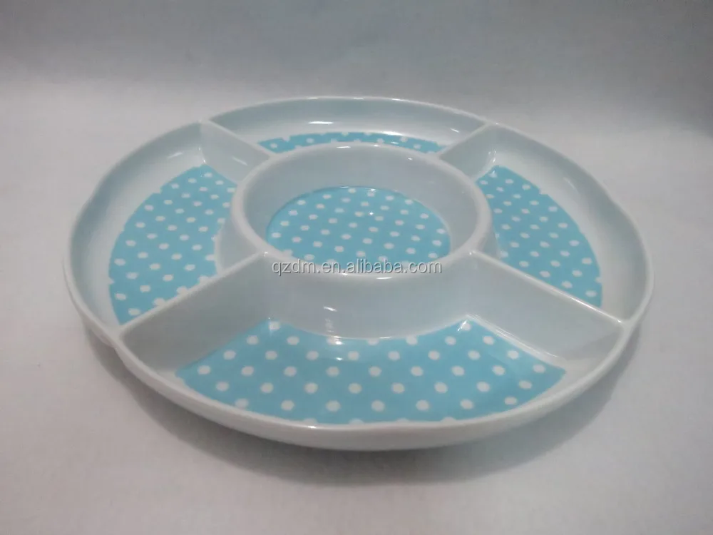 Plastic five divided plate melamine five part plate