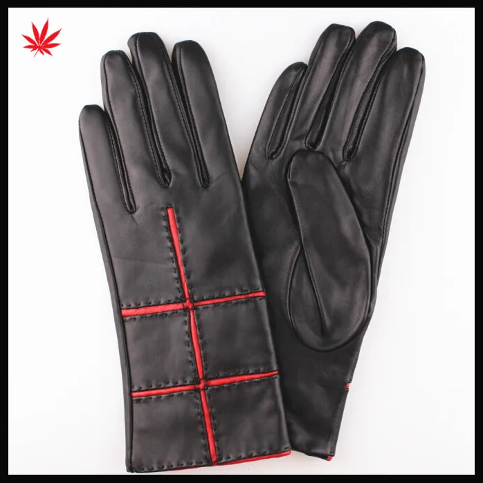 ladies genuine sheepskin driving leather gloves black