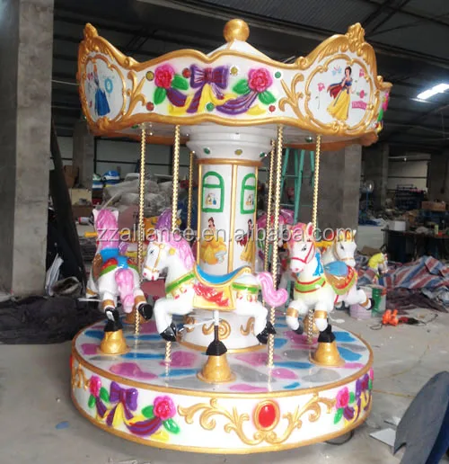 Mini Carrousel For 6 Kids Mechanical Ride 6 Seats Carousel Merry Go ...