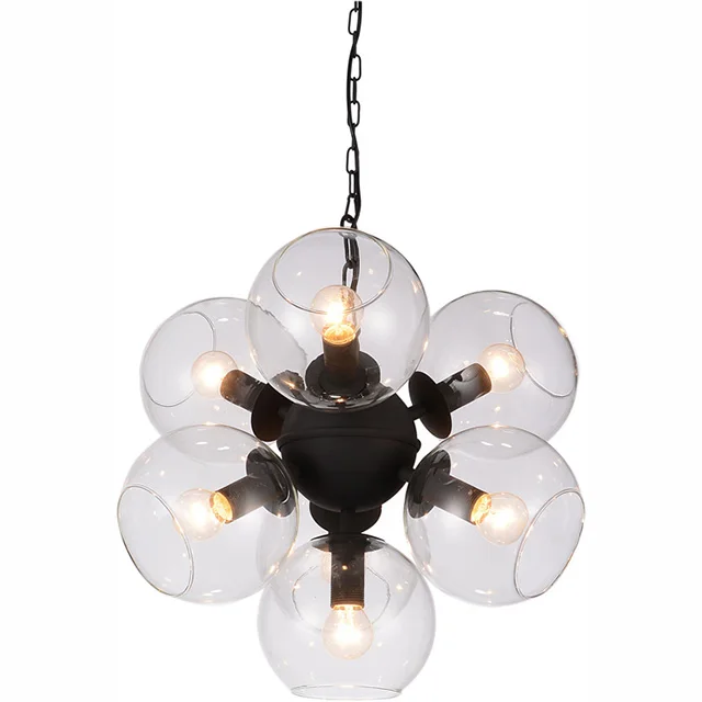 Modern northern europe attic type transparent glass chimney 6 lamp holder pendant lamp