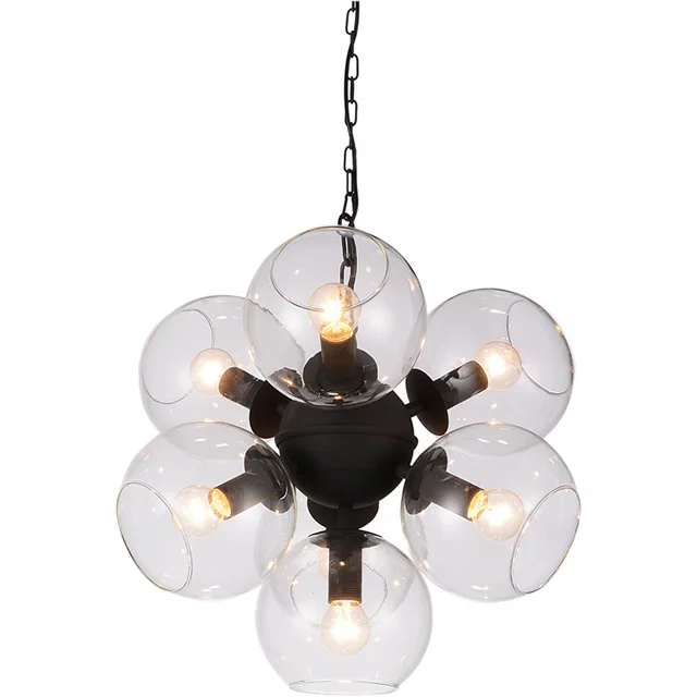 Penthouse style industrial interior decorated glass ball chandelier