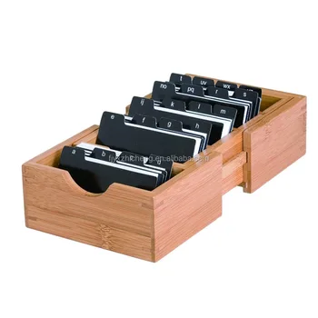 Bamboo Expandable Business Card Holder With Dividers Total Bamboo