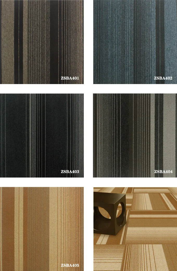 Stripe Commercial PVC Backing Carpet Squares
