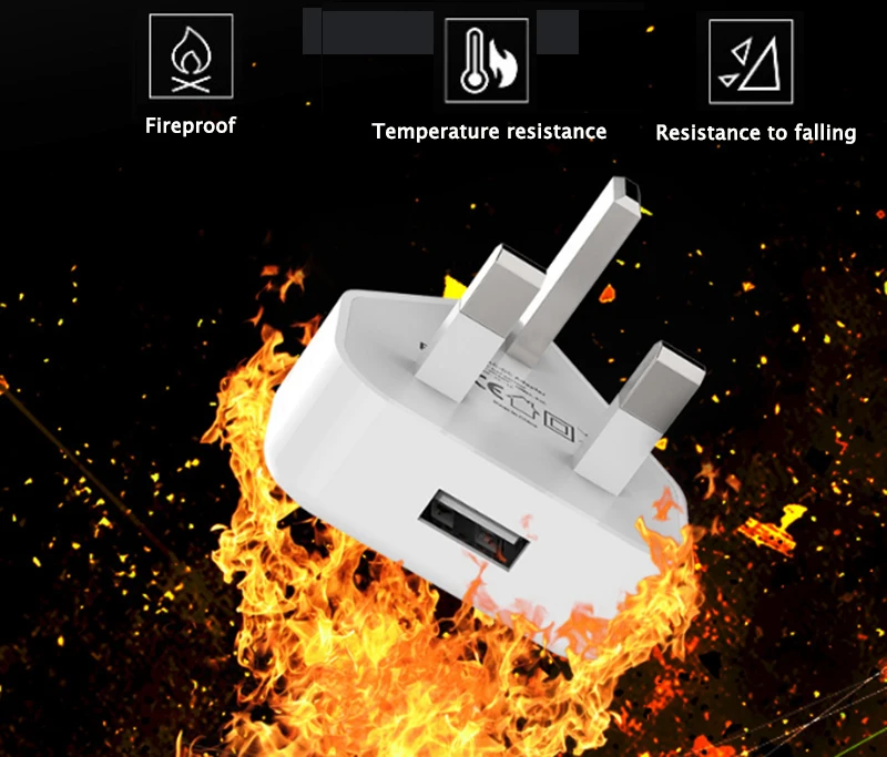 True CE Certified UK 3Pin USB AC Mains Power Wall Charger Plug Adapter