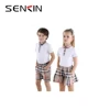 Custom Kids Polo Design school uniform for Primary students Plaid Skirt and pants Uniform School OEM