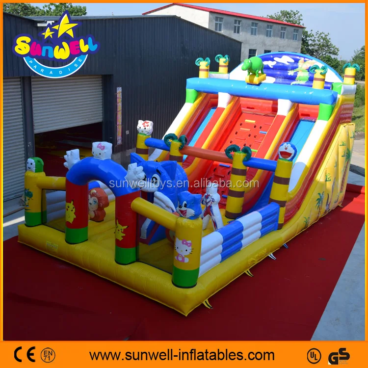 Wholesale inflatable blue cat fun city , kids inflatable playground bouncer for sale