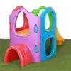 New launch cartoon plastic garden stainless small castle slides playground kids slide