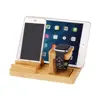 Multi devices mobile phone wooden bamboo charging dock station
